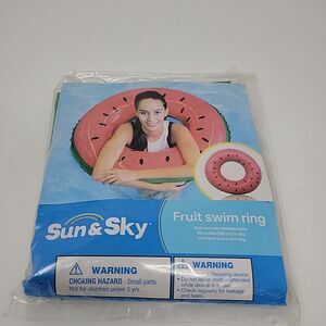 Sun & Sky Swim Pool Ring Tire Tube Summer Beach Fun Watermelon Inflatable 35"